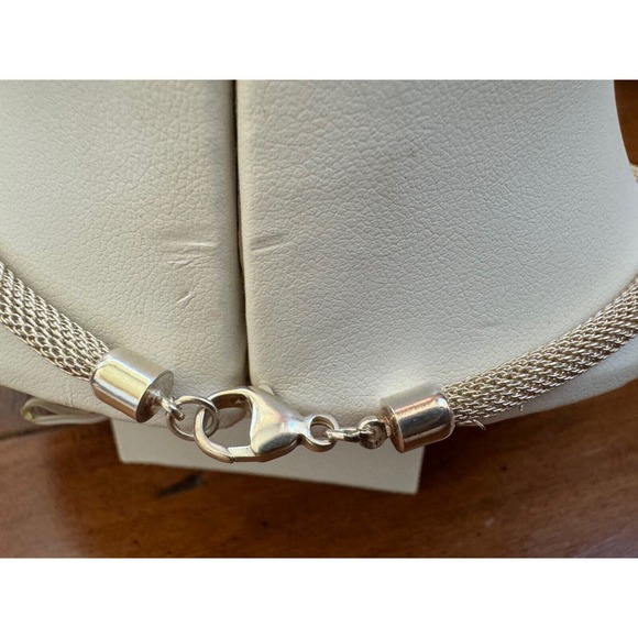 Oval Rainbow Moonstone Pendant 925 Silver Signed 2 T.C. Rope Chain - Picture 6 of 7